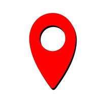 Location pin map icon. A red graphic symbolizing a point on a map, address, and navigation. vector