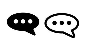 Speech bubbles communication. Two stylized black speech bubbles, one solid and one outlined, representing conversation, chat, or dialogue. vector