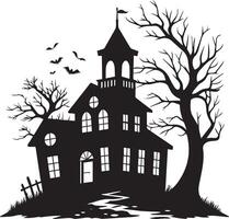 Hilltop Silhouette with Bats and Ancient Tree vector