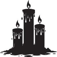 Three melted candles silhouette illustration vector