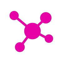 Pink molecule structure abstract. An abstract graphic of a molecule or atom structure in pink with connecting dots, representing chemistry, science, and data. vector