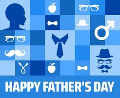 Happy Father's Day text in cloud with dad and child silhouettes. A whimsical graphic featuring the text Happy Father's Day within a stylized cloud. vector