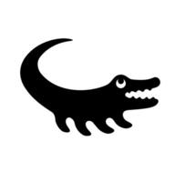 Alligator crocodile reptile icon. A black silhouette symbolizing powerful predators and wetland wildlife. vector