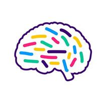 Abstract brain neural network vibrant, colorful graphic of a brain with dotted connections, symbolizing neuroscience, thought, and cognitive processes. vector
