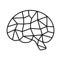 Geometric brain outline. A stylized outline graphic of a human brain with distinct geometric lobes, symbolizing abstract thought and cognitive structure. vector