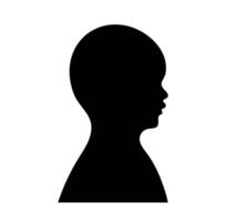 Baby head silhouette design. A minimalist, solid black profile icon with smooth, rounded curves, symbolizing infancy and simplicity. vector