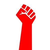 Power fist graphic design. A strong, solid red illustration with a clean, elongated form, symbolizing resistance and solidarity. strong hand design vector