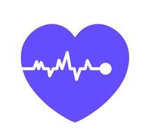 Heart with heartbeat line. A purple heart graphic with a white ECG line, symbolizing cardiology, heart health, and life monitoring. vector