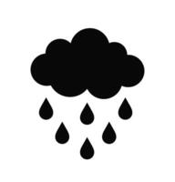 Rain cloud weather icon. A black graphic with raindrops, symbolizing stormy conditions, precipitation, and moisture. vector