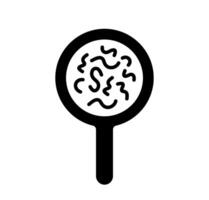 Brain research magnifying glass. A graphic depicting a magnifying glass over a stylized brain, symbolizing neuroscience research and mental exploration. vector