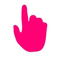 Pointing finger cursor design. A vibrant pink, sharp graphic with a clear directional form, representing interaction and selection in digital interfaces. vector