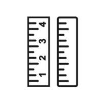 Ruler icon. A black graphic symbolizing measurement, geometry, drafting, precision, and educational tools for drawing and design. vector