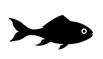 Goldfish aquatic animal icon. A black silhouette symbolizing a common pet, underwater life, and simplicity. vector