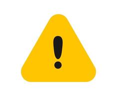 Warning exclamation triangle icon. A vibrant yellow graphic symbolizing danger, alert, caution, hazard, and important notice. vector