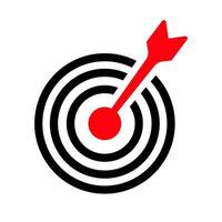 Target with arrow icon. A red arrow hitting a bullseye, symbolizing goal achievement, success, strategy, and precision. vector