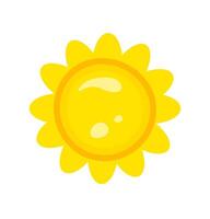 Yellow sun weather icon. A vibrant graphic with petal-like rays, symbolizing warmth, daylight, and gentle energy. vector