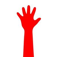 Attention hand design. A bold, solid red graphic with an upright, flat form, signifying presence, warning, or an expressed opinion. vector