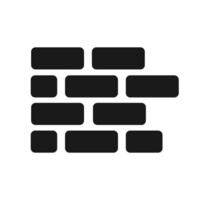 Brick wall icon. A solid black graphic symbolizing construction, building materials, architecture, structure, and home foundations. vector