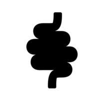 Solid black large intestine. A minimalist, solid black graphic of the large intestine, representing digestive health and internal organs. vector