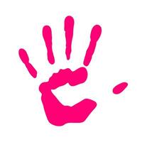 Handprint organic design. A solid pink graphic with an irregular, textured form, symbolizing individuality and personal impression. vector