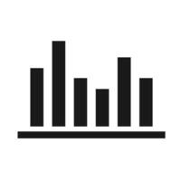 Bar chart data icon. A solid black graphic representing statistical data, financial reports, business analysis, and quantitative information. vector