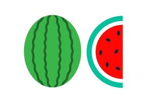 Watermelon fruit collection icon A green and red graphic showing whole and sliced watermelon, symbolizing refreshing summer fruit. vector