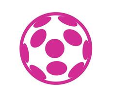 Stylized pink soccer ball. A minimalist graphic of a pink soccer ball with white hexagonal and pentagonal patterns, symbolizing sports, recreation, or competition. vector