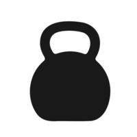 Kettlebell icon. A solid black graphic representing fitness, strength training, workout routines, and gym exercise equipment. vector