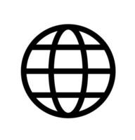 Globe grid earth icon. outlined graphic symbolizing world maps, geography, and global connection. vector