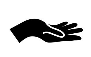 Open palm hand design. A solid black, minimalist graphic with a clear, symmetrical form, conveying honesty and invitation. vector
