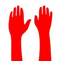 Empowerment hands design. A powerful, solid red graphic with unified, upright forms, conveying strength and collective spirit. vector
