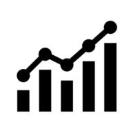 Growth bar chart with line graph icon. A solid black graphic symbolizing business growth, financial data, and market analysis. vector