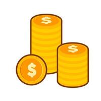 Stack of gold coins icon. A colorful graphic symbolizing wealth, savings, investment, financial assets, and prosperity. vector