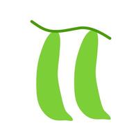 Fresh green beans icon. A green graphic showing two pods, symbolizing healthy vegetables and garden produce. vector