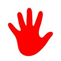 Open palm red hand design. A bold, solid graphic with a flat, symbolic form, conveying stop, warning, or a clear statement. vector