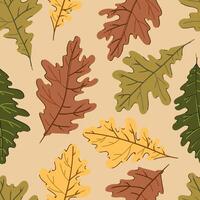 oak leaves acorns colorful autumn seamless pattern. Forest fall botanical texture tor textile vector