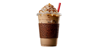 A delicious chocolate milkshake with whipped cream, chocolate syrup, and a straw, suitable for food presentation, dessert menus, advertising, or culinary content. png