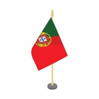 Single Portugal Flag on Pole vector