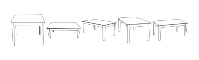 Simple Table Outline Design Set vector