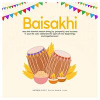 Flat style for happy baisakhi event vector