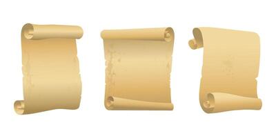 Parchment paper, scroll papyrus, empty frame, blank in cartoon style collection vector