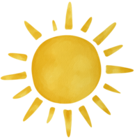 Yellow evening sun cartoon style png