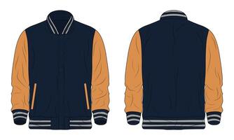 Varsity jacket design front and back view vector