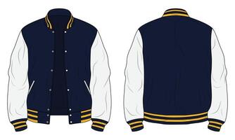 Varsity jacket mockup front and back view vector