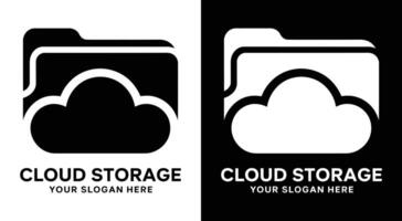 Cloud Storage Logo Bold Black Folder Cloud Symbol for Data Backup and Secure File Hosting vector
