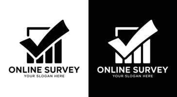 Online Survey Logo Bold Black Checkbox Graph Symbol for Data Collection and Research Services vector