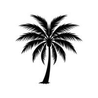 A black silhouette of a single palm tree on a white background vector