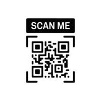 Scan QR code icon. Digital scanning qr code. lettering scan me vector