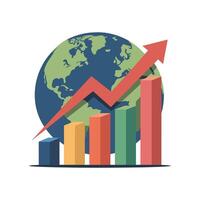 Global Growth Chart with Arrow Economic and Business Analytics vector