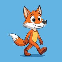 cute fox character walking confidently nice looking isolated on white background vector